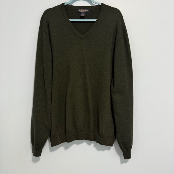 Brooks Brothers Men’s Established Merino Wool Green Sweater Pullover Size XL - Picture 1 of 7